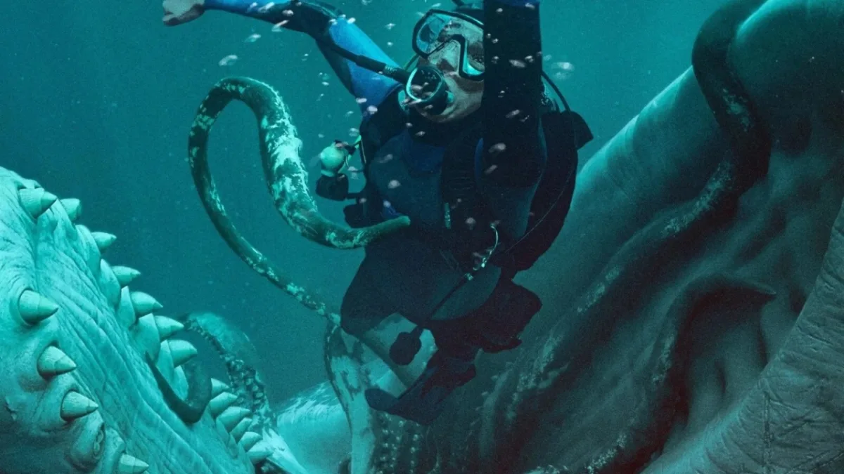 Duiker Jay Gardiner komt vast te zitten in de buik van een enorme potvis in de thriller 'Whalefall'